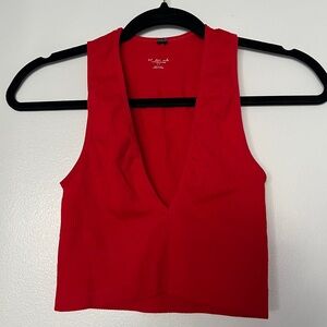 Urban Outfitters Red V-Neck Crop Top